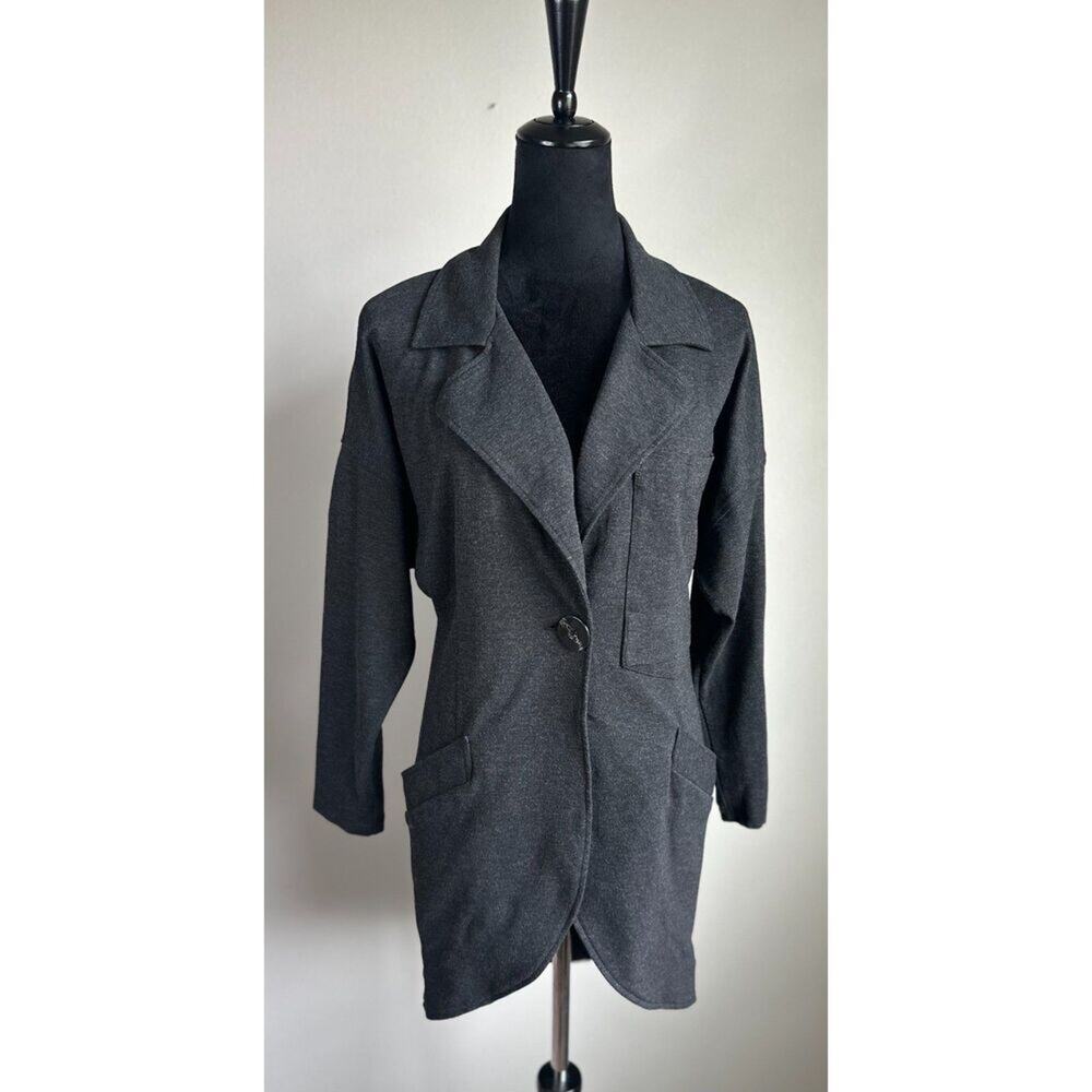 CABI Lisbon Ponte Knit One Button Long Sleeve Jacket in Grey Size XS